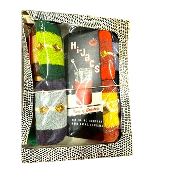 VINTAGE!! Hi-Jacks Coaster/Coozie Set Of 8 Mid Century - Picture 4 of 5